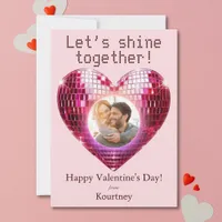 Personalized Photo Valentine's Day Disco Heart  Holiday Card