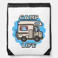 Camp Life | Retro Camper Personalized Drawstring Bag