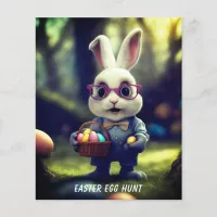 Cute Dressed Bunny & Basket Easter Egg Hunt Flyer