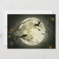 Full Moon with a Crow and Bats Invitation