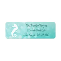 Teal Seahorse Seaside Label