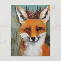 Cute Red Fox in a Crown  Postcard