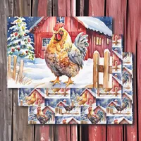 Cute Festive Country Chickens Christmas Wrapping Paper Sheets