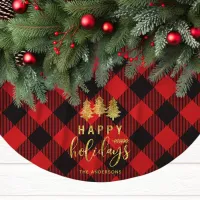 Personalized Buffalo Plaid Christmas Brushed Polyester Tree Skirt