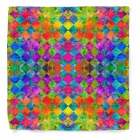 [Harlequin Tie-Dye] Diamond Fractal Checkered Bandana