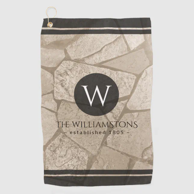 Elegant Sepia Toned Cracked Stones Golf Towel