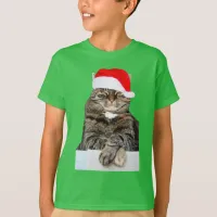 Christmas Cat Humbug Photo with Santa Hat T-Shirt