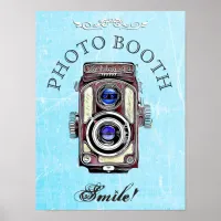 Wedding Sign for Photo Booth,  Blue Vintage Camera