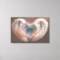 *~* Flashy Opal Heart Angel Wings AP78  Canvas Print