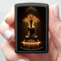 Buddha shines beneath sacred tree zippo lighter