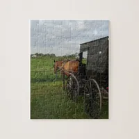 Amish Horse and Buggy at Sunset Jigsaw Puzzle