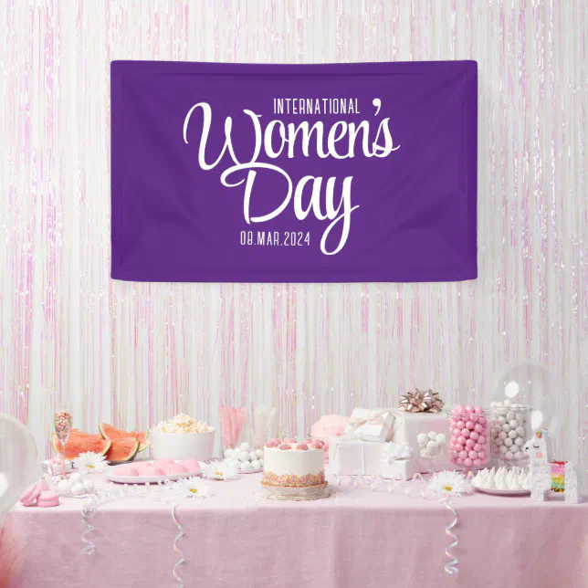 Purple Script International Women's Day March 8 Banner