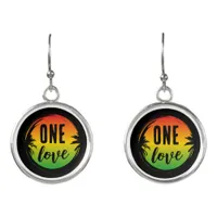 One Love Jamaican Rasta Flag Colored Earrings