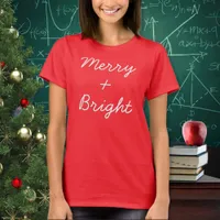 Funny Plus Sign Math Themed Merry Bright Christmas T-Shirt