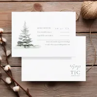 Rustic Winter Wedding  Forest Green ID1049 RSVP Card