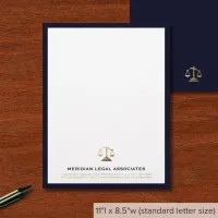 Navy Blue and Gold Scales of Justice Business Essentials