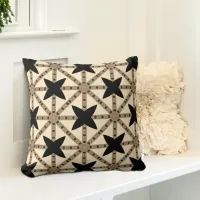 Mosaic Elegant Black & Beige Geometric Pattern Throw Pillow