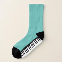 Piano Keyboard Keys Music Themed Sole Turquoise Socks