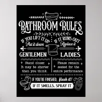 Cute Funny Bathroom Rules  Poster