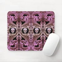 Goth Pink Ornament with Skull Mouse Pad