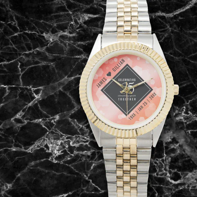 Elegant 35th Coral Wedding Anniversary Watch