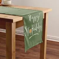 Happy St. Paddy's Orange Shamrock ID336 Short Table Runner