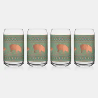 Southwest Javelina Family Teal Drinking Glasses