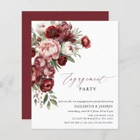 Budget Blush Burgundy Engagement Party Invitations