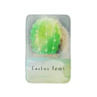 Modern Macro Watercolor Green Cactus Bath Mat