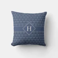 Rustic Hanukkah Blue White Menorah Monogram Throw Pillow