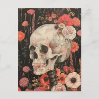 Human Skeleton in the Flowers Postcard