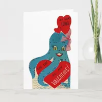 Vintage Valentine Octopus Holiday Card