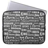 Chess Master King Queen Knight Typographic Laptop Sleeve