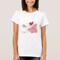 Lovely Rose Minimalist Line Art   T-Shirt