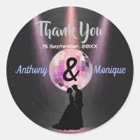 Customizable Disco Wedding Classic Round Sticker