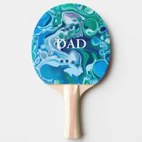 Blue Green Digital Marble Fluid Art Personalized Ping Pong Paddle