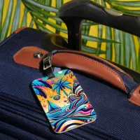 Fun Whimsical Psychedelic Sailboat  Luggage Tag