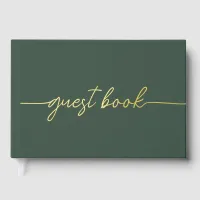 Elegant Modern Green and Gold Wedding Foil Guest Book