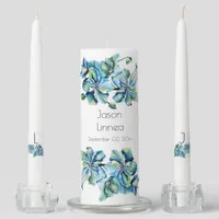  Diaphanous Poppies Deep Blue Watercolor  Unity Candle Set