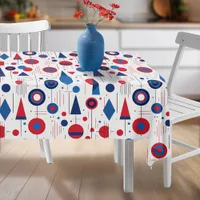 Retro Geometric Abstract Pat#9 Navy Red ID1067 Tablecloth