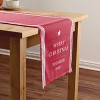 Merry Christmas Elegant Modern Custom Family Name Short Table Runner