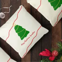 Beaded garland with retro Christmas ornaments Throw Pillow