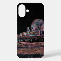 Black Stained Glass Santa Monica Pier iPhone 16 Plus Case