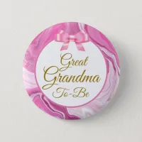 Great Grandma To Be Baby Shower Pink & Gold   Button