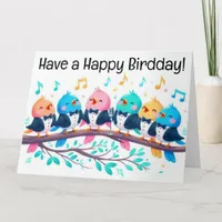 Cute Songbirds Wishing You A Very Happy Birdday!  Card