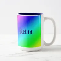 Colorful Rainbow Green Blue Purple Diagonal Blend Two-Tone Coffee Mug