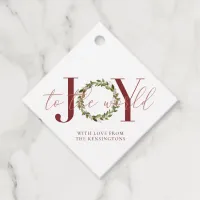 Modern Christmas Joy to the World Wreath Favor Tags