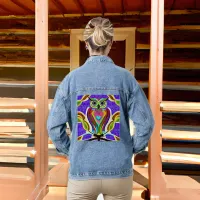 Colorful Owl Ai Art Denim Jacket