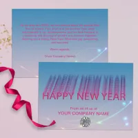 Modern Pink Blue Typography Corporate New Year Holiday Card