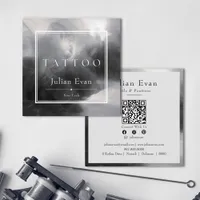 Mystic Black and White Ink Tattoo Artist Square Business Card